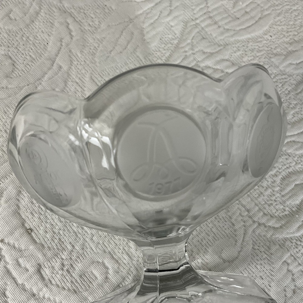 Fostoria Uranium 1977 Vintage Coin Footed Bowl Compote Candy Dish Clear Glass - Picture 3 of 7